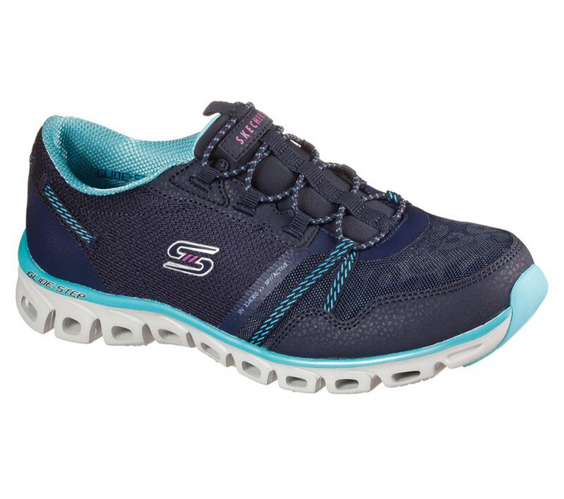 Skechers Dam Marinblå/Blå Slip On - Glide Step - Act Nice - Sverige (RYPGL-7189)